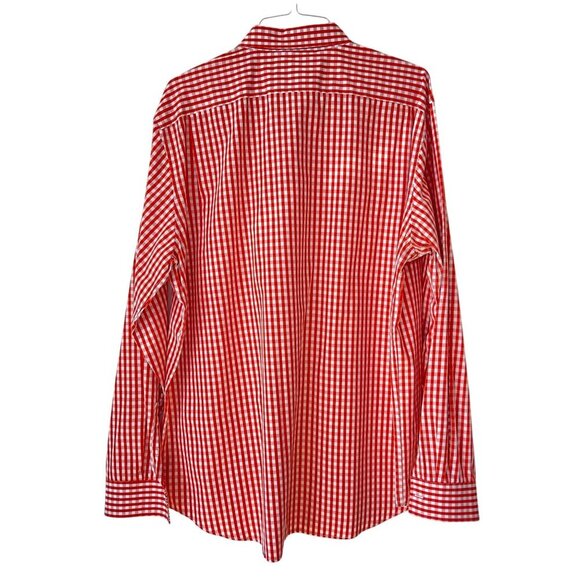 Michael Kors Red White Gingham Button-Up Shirt Size XXL Cotton Long Sleeve Mens - Picture 2 of 7
